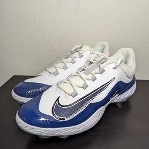 Nike Alpha Huarache Elite 4 Low Baseball Cleats White/Navy FD2745-103 Size 14